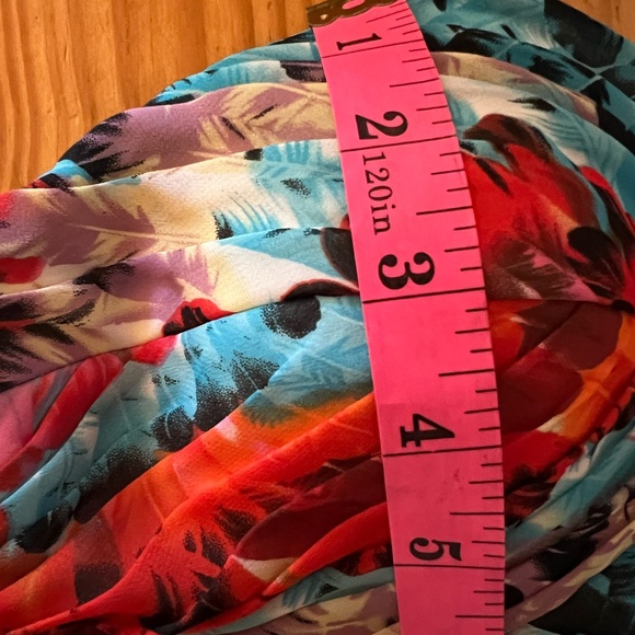 Aidan Mattox Hi Low Feather print strapless chiffon gown, Size 4 - Picture 5 of 9